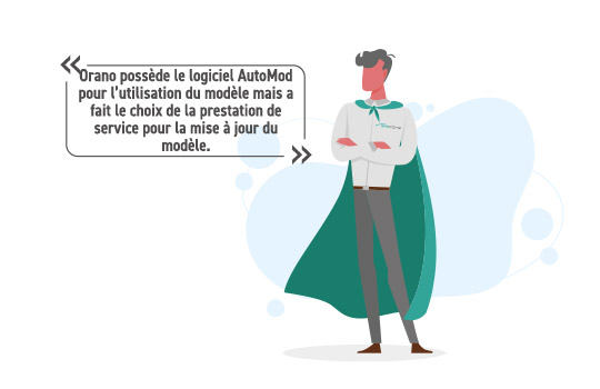 Orano possède le logiciel AutoMod pour l’utilisation du modèle mais a fait le choix de la prestation de service pour la mise à jour du modèle. Cela leur donne la souplesse de l’utilisation d’un outil sans la contrainte de maintenir à niveau une personne sur la partie développement.