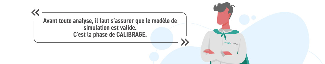 Avant toute analyse, il faut s’assurer que le modèle de simulation est valide. C'est la phase de CALIBRAGE.