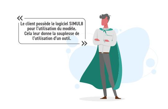 Le client possède le logiciel SIMUL8 pour l'utilisation du modèle.