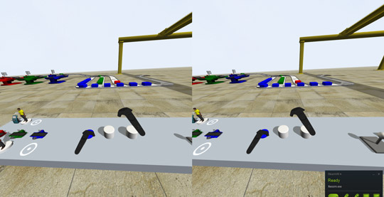 Pero esta no es una simple visita virtual, puedes interactuar con los elementos de la simulación a través de los joysticks y por lo tanto modificar el curso de la simulación.