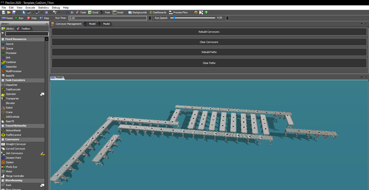 Exemple de transfert autocad vers Flexsim avec Cad2sim