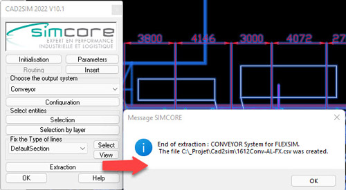 Extraction Cad2sim vers Flexsim